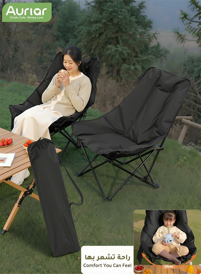 Aurlar Foldable Camping Chair Thick Padded Multi-Function Outdoor Chair with Carry Bag, Comfortable Breathable Fabric Beach Chair Supports Up to 150kg for Desert Trips Camping Fishing and Family Gatherings - Image 1
